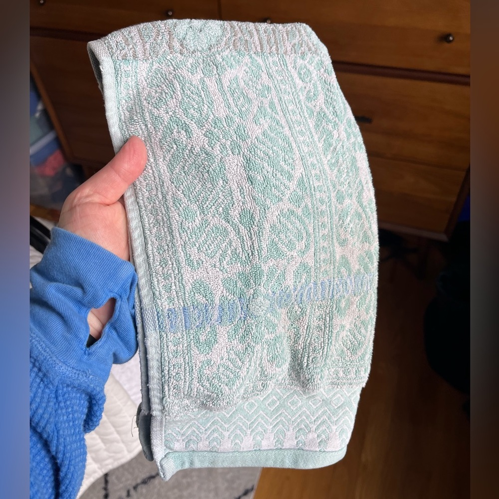 Anthropologie mint hand towel